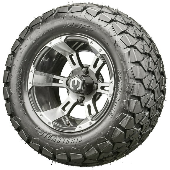 Golf Cart Wheels and Tires Combo - 12" MODZ AMBUSH Black Machined AT - Set of 4