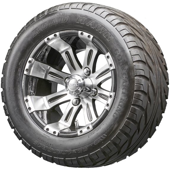 Golf Cart Wheels and Tires Combo - 12" RHOX RX180 Machined - Set of 4