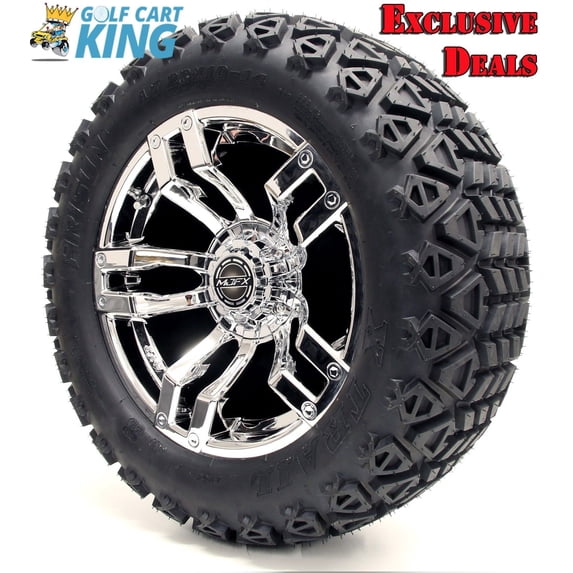 Golf Cart Wheels and Tires Combo - 14" Madjax Velocity Chrome Package - Set of 4