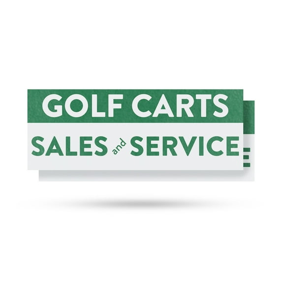 Golf Carts Sales and Service Vinyl Decal 2 Pack of 24 Inch x 9 Inch Weatherproof Heavy-Duty Adhesive Backing | Quality Products, Reliable Repairs, Local Shops | Made in USA