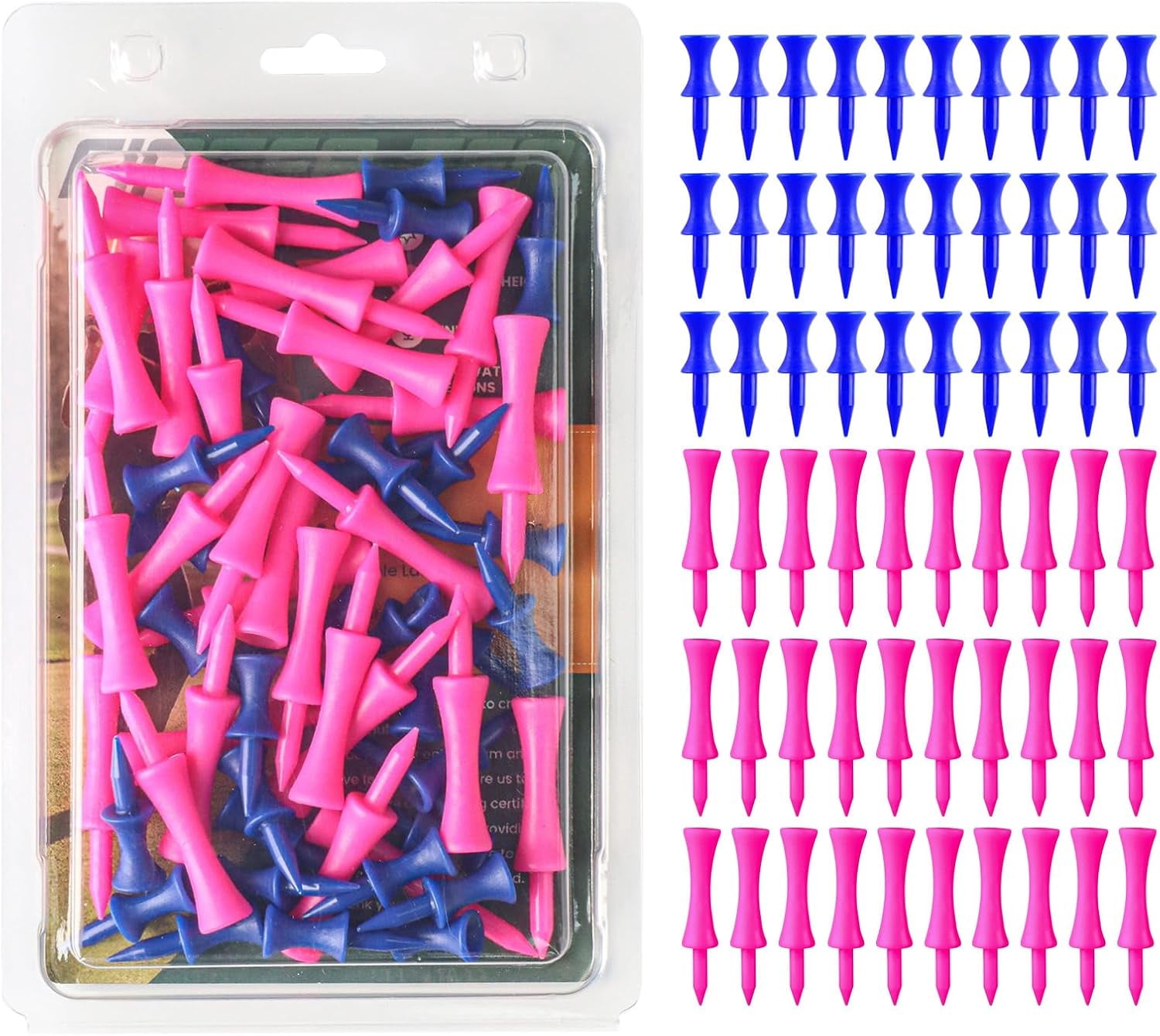 Golf Castle Tees Plastic Step Down Unbreakable Mixed Value 60 Count, 2 ...