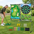 Golf Chipping Game Set with Double-sided Hitting Mat and Multi-game ...
