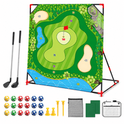 Plustopoy Golf Chipping Game, Battle Golf Backyard Set with 24 Sticky Balls, 2 Clubs & Hitting Mats for Adults Teens Men Dad Gift