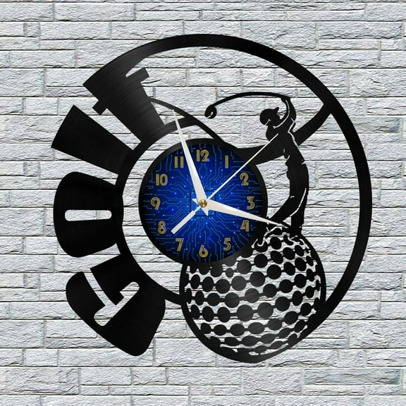 Golf Club 12 Inch Vinyl Record Wall Clock - Silent, Creative, and Unique Clock for Living Room, Entryway, or Bedroom Decor - Perfect Gift Idea(12 inchs B without LED)