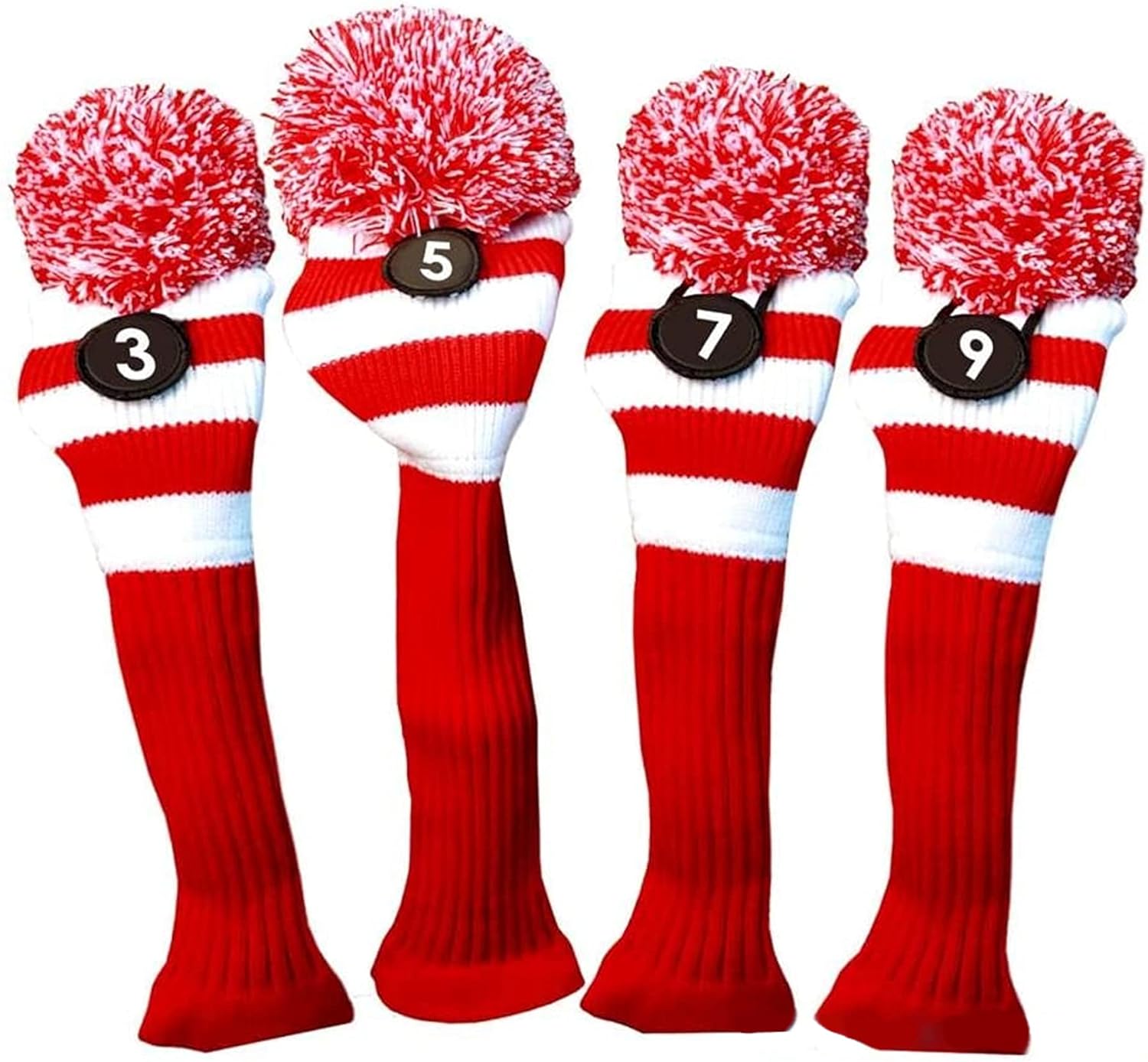 Golf Club 3 5 7 9 Red Limited Edition Fairway Wood Head Covers Knit Vintage Pom Classic Long