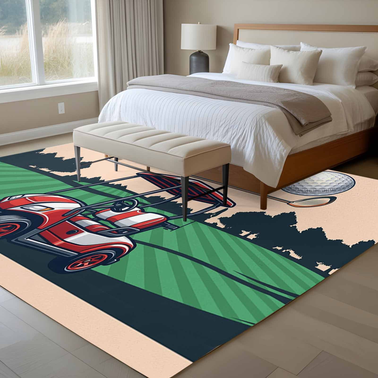 Golf Ramp Rug Golf Club 6x9 Rug for Dining Room Table and Chair Setup, Vintage Golf ...