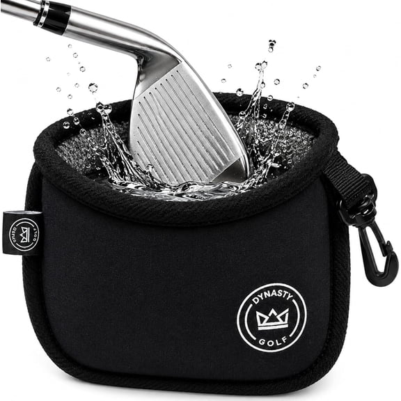 Golf Club and Ball Cleaner for Golf Bag, Clip-On Club and Ball Cleaner Pouch with Waffle Towel Interior, Wet Inside Dry Outside, Club and Ball Cleaner for Golf Bag Use On Course
