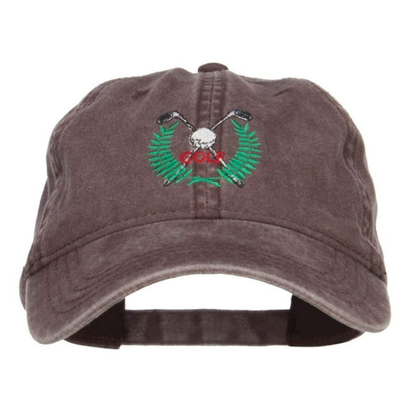 Golf Club Ball Crest Embroidered Washed Cap - Brown OSFM