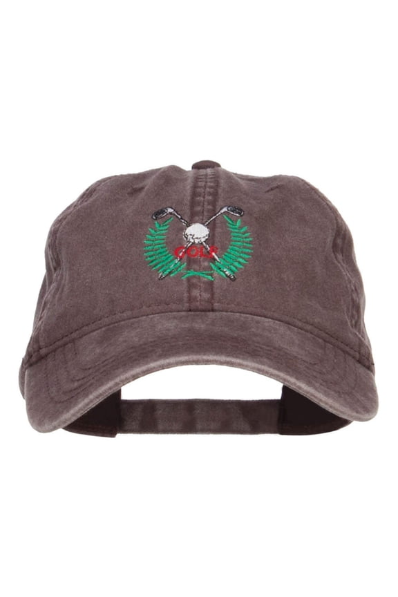 Golf Club Ball Crest Embroidered Washed Cap - Brown OSFM