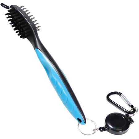 Golf Club Brush Long Handle Double Sided Golf Rod Golf Cleaner Golf Cleaning Brush Golf Club Aids with Keychain Golf Club Brush Cleaner for Iron Golf Club Cleaner Retractable Golf Brush