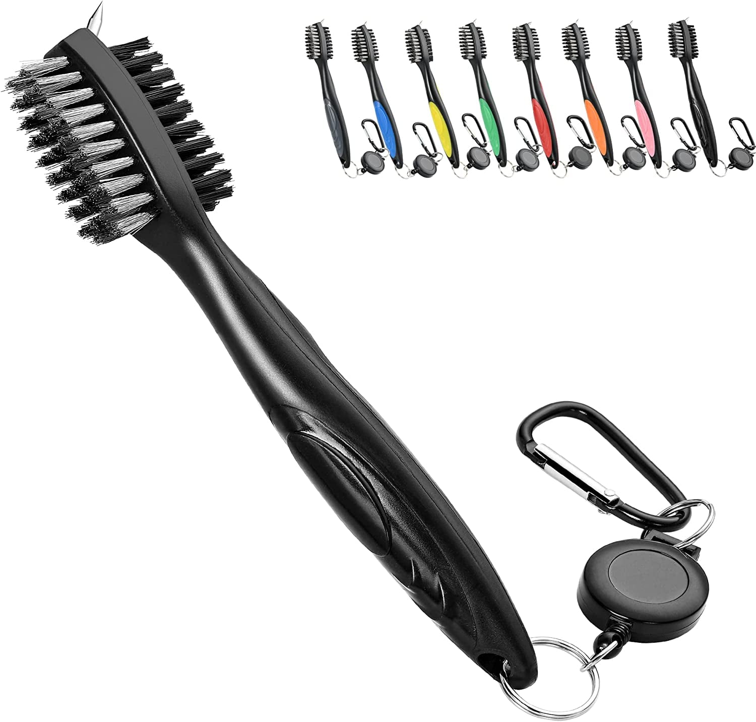 Golf Club Brush Tool Kit with Club Groove Cleaner, Retractable