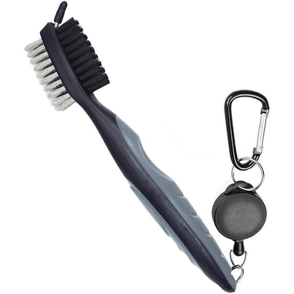 Golf Club Brush and Groove Cleaning Dual Sided Putter Wedge Ball Groove Cleaner Kit with Spike and Loop Clip