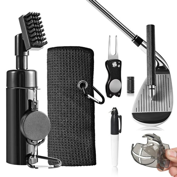 Golf Club Cleaning Kit with Golf Club Cleaner with Water Golf Towel Repair Tool Groove Sharpener Golf Ball Alignment Kit Complete Golf Cleaning Kit Golf Accessories for Women Men