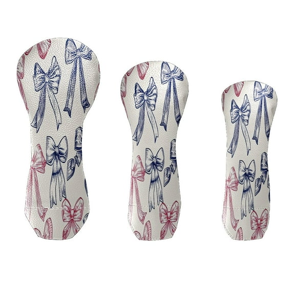 Golf Club Cover Velvet Lining Suitable for the First Wood, Fairway Wood and Hybrid Club Head Cover Golf Gifts Bow Pattern