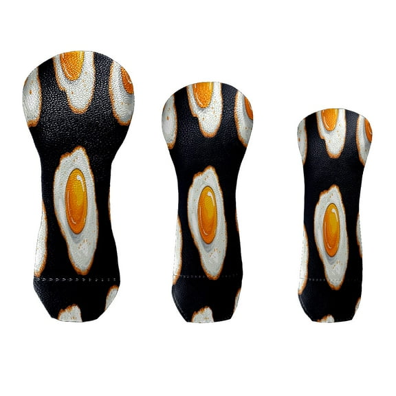 Golf Club Cover Velvet Lining Suitable for the First Wood, Fairway Wood and Hybrid Club Head Cover, Suitable for Men and Wome Cute Fried Egg Pattern