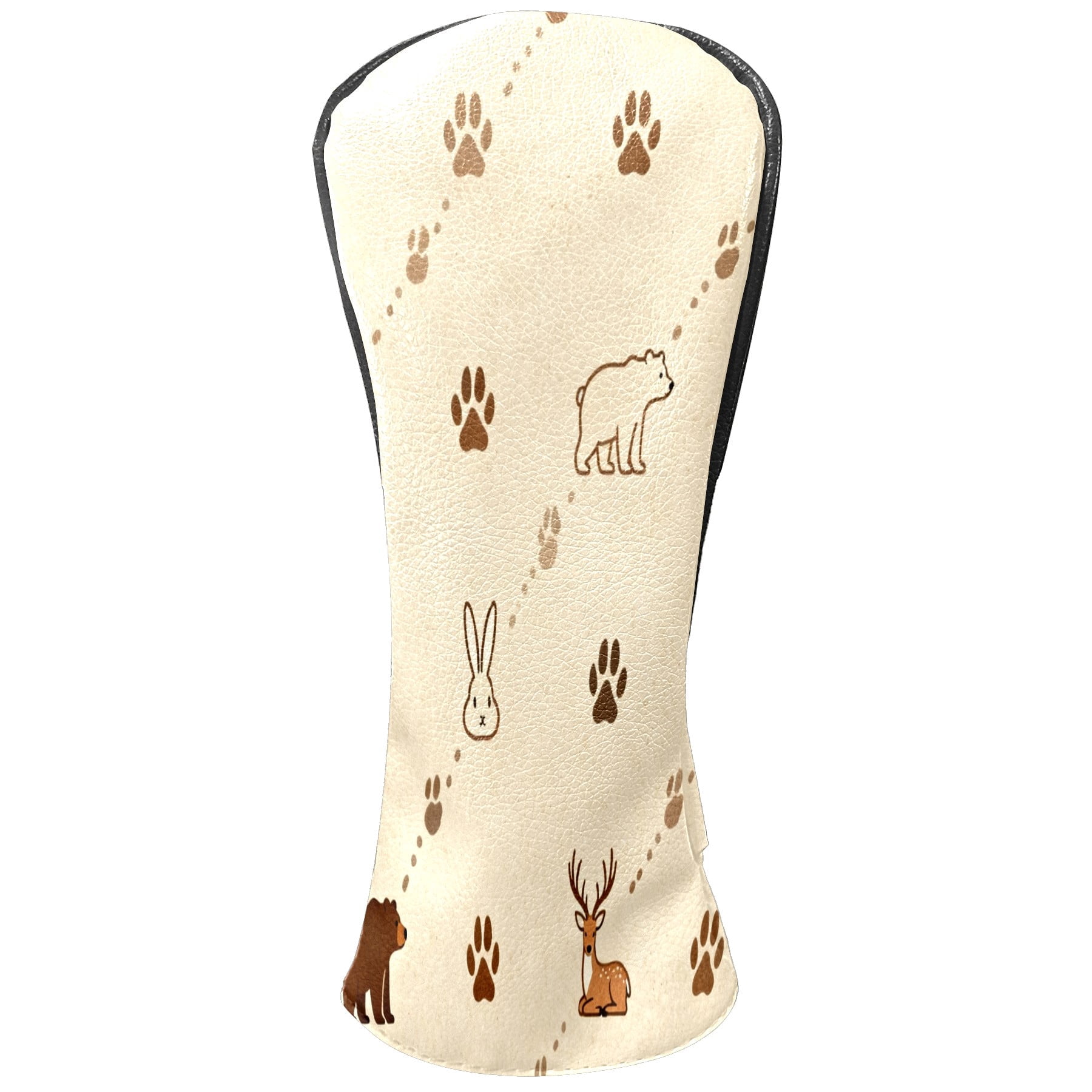 Golf Club Covers, Beige AnimalPaw Premium PU Leather Driver Hybrid Putter Head Covers with Velvet Lining, Waterproof Golf Gifts for Men Women