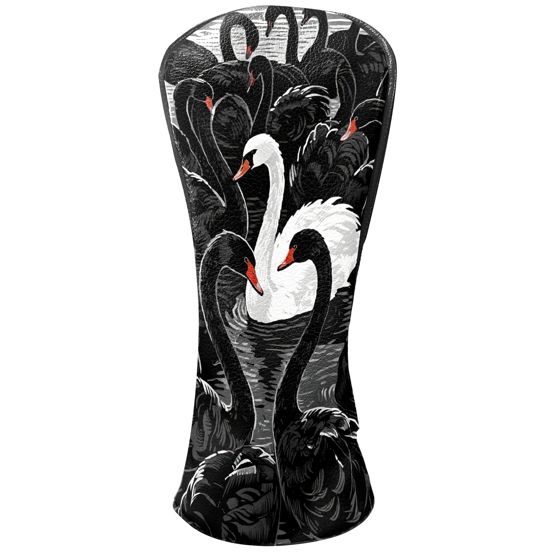 Golf Club Covers, Black And White Swan Premium PU Leather Driver Hybrid Putter Head Covers with Velvet Lining, Waterproof Golf Gifts for Men Women
