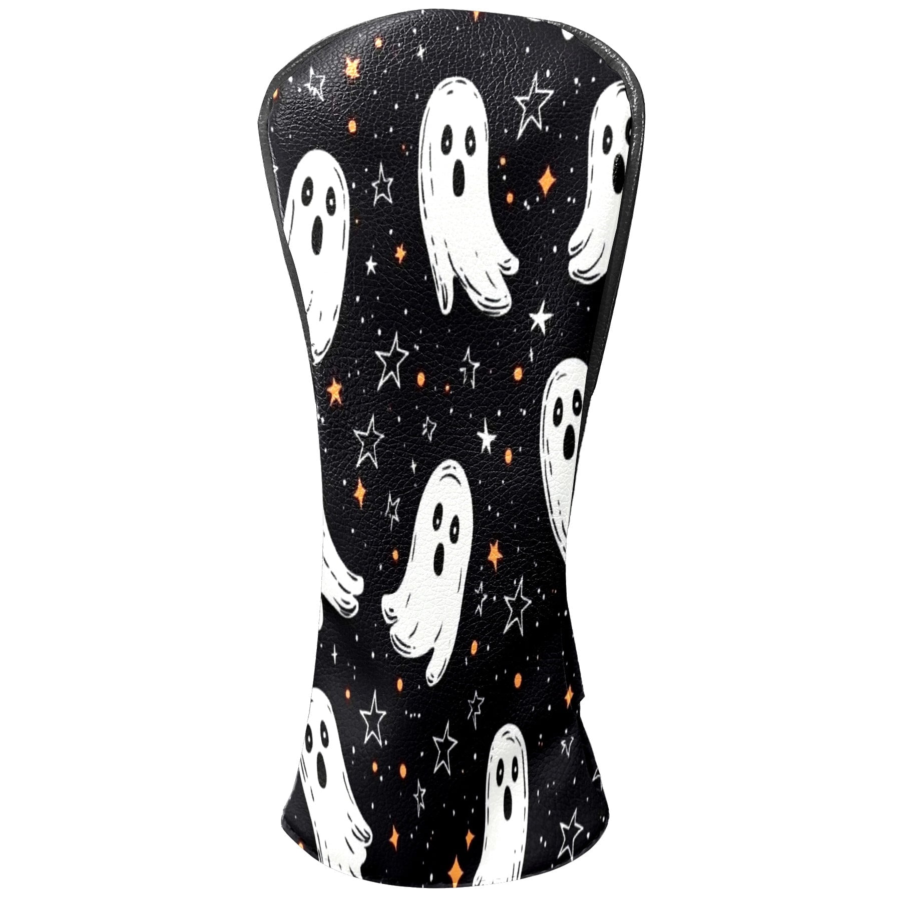 Golf Club Covers, Black WhiteGhost Premium PU Leather Driver Hybrid Putter Head Covers with Velvet Lining, Waterproof Golf Gifts for Men Women