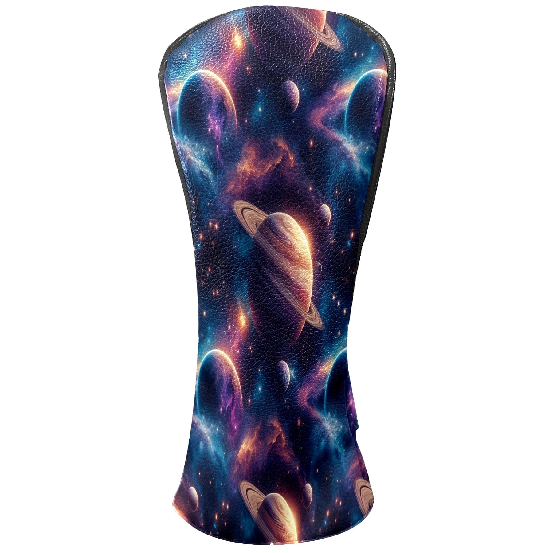 Golf Club Covers, Blue Cosmic Planets Premium PU Leather Driver Hybrid Putter Head Covers with Velvet Lining, Waterproof Golf Gifts for Men Women