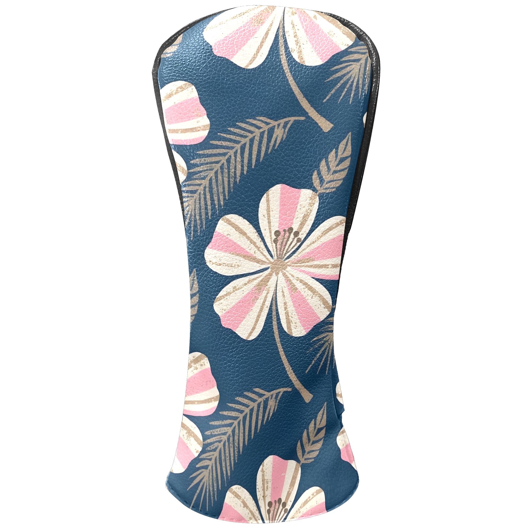 Golf Club Covers, Blue Floral Premium PU Leather Driver Hybrid Putter Head Covers with Velvet Lining, Waterproof Golf Gifts for Men Women