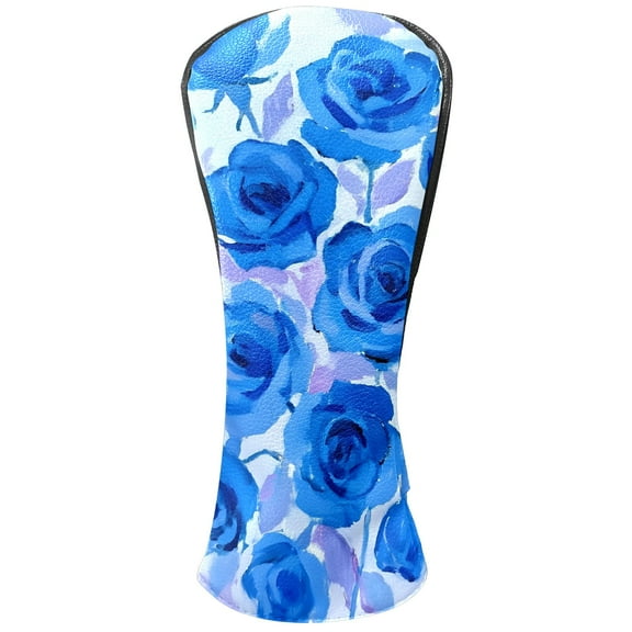 Golf Club Covers, Blue Flowers Premium PU Leather Driver Hybrid Putter Head Covers with Velvet Lining, Waterproof Golf Gifts for Men Women
