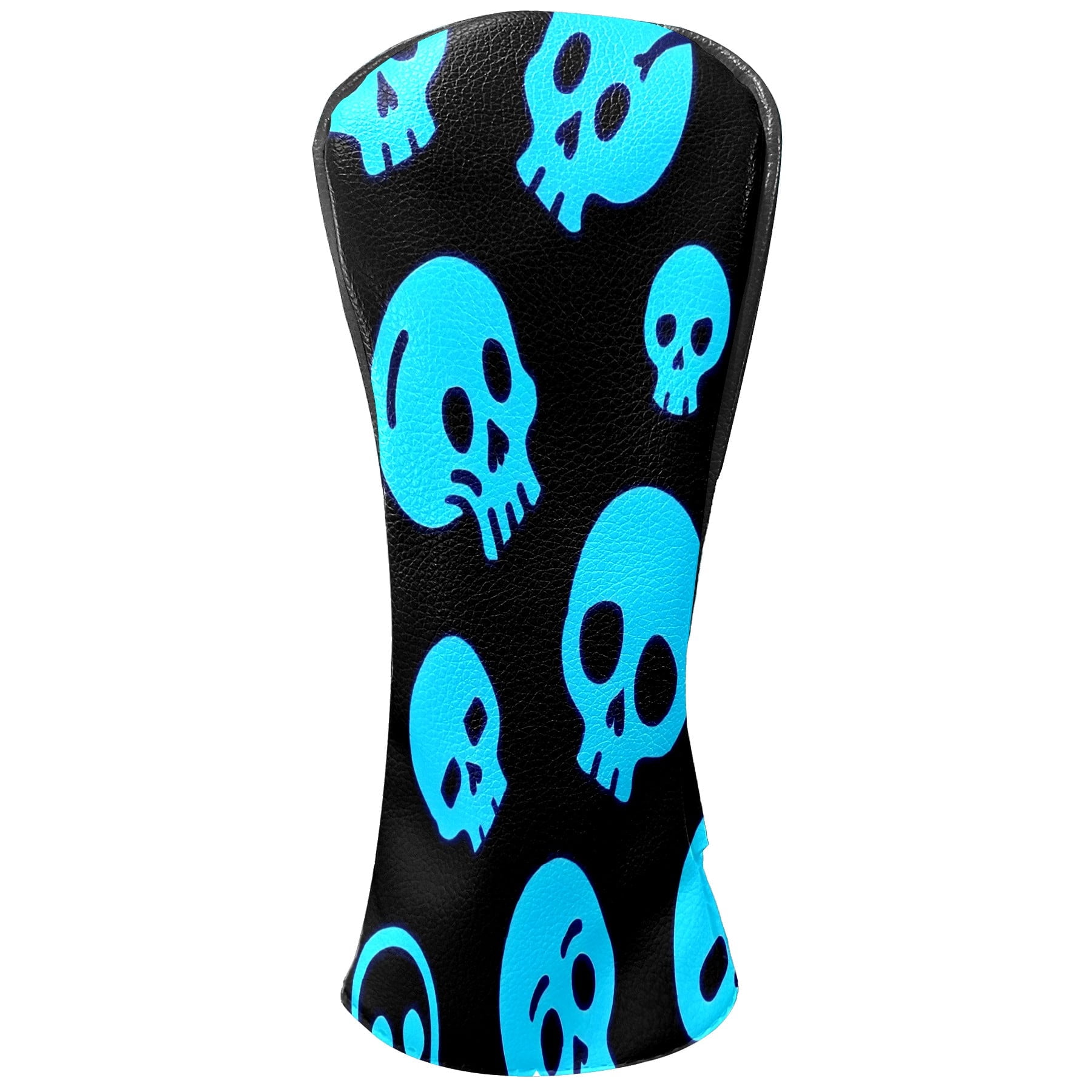 Golf Club Covers, Blue Skeleton Premium PU Leather Driver Hybrid Putter Head Covers with Velvet Lining, Waterproof Golf Gifts for Men Women