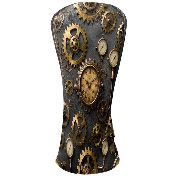 Golf Club Covers, Brown SteampunkGear Premium PU Leather Driver Hybrid Putter Head Covers with Velvet Lining, Waterproof Golf Gifts for Men Women