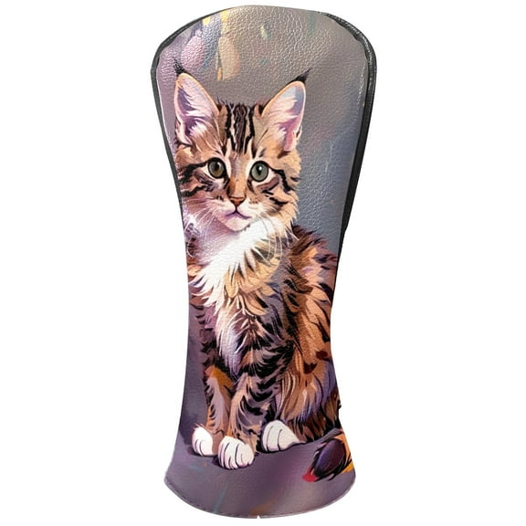 Golf Club Covers, Cat Premium PU Leather Driver Hybrid Putter Head Covers with Velvet Lining, Waterproof Golf Gifts for Men Women