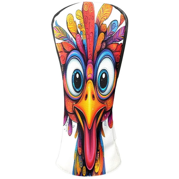 Golf Club Covers, Chicken Premium PU Leather Driver Hybrid Putter Head Covers with Velvet Lining, Waterproof Golf Gifts for Men Women