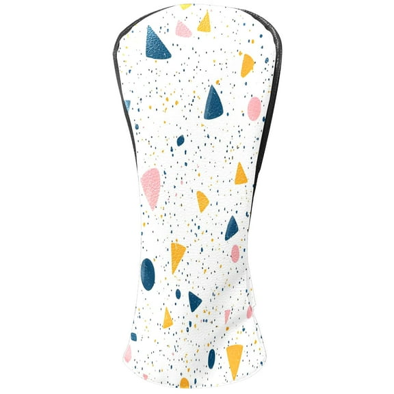 Golf Club Covers, Colorful Dots Geometry Premium PU Leather Driver Hybrid Putter Head Covers with Velvet Lining, Waterproof Golf Gifts for Men Women