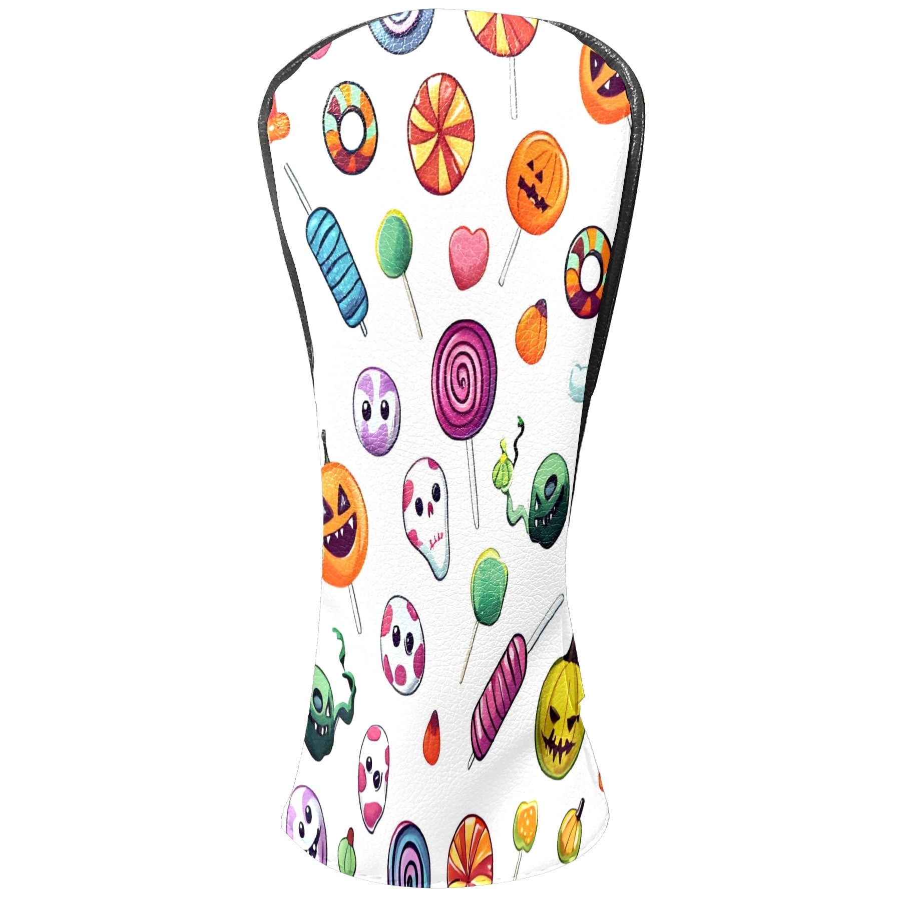 Golf Club Covers, Colorful HalloweenCandy Premium PU Leather Driver Hybrid Putter Head Covers with Velvet Lining, Waterproof Golf Gifts for Men Women