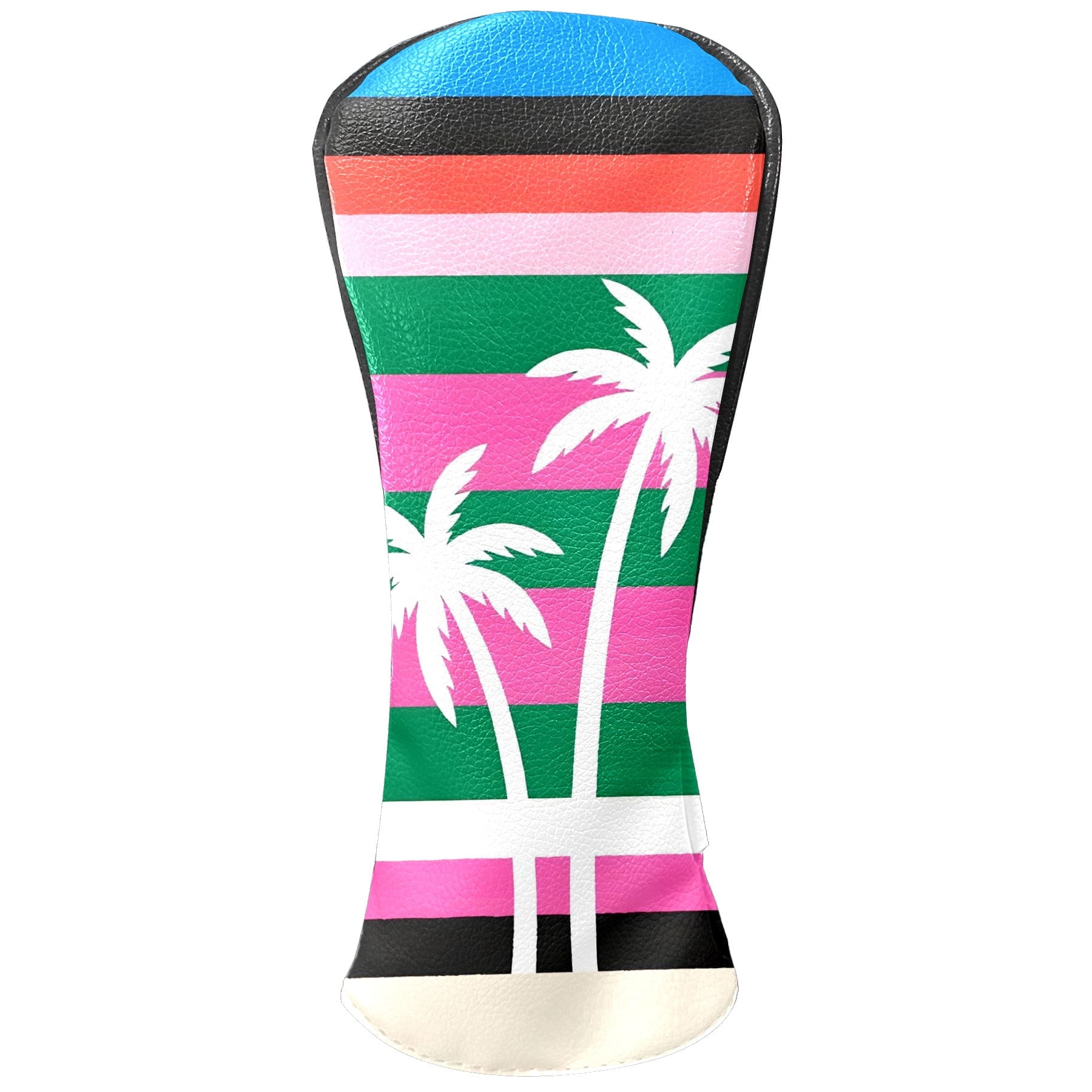 Golf Club Covers, Colorful Palm Tree Premium PU Leather Driver Hybrid Putter Head Covers with Velvet Lining, Waterproof Golf Gifts for Men Women
