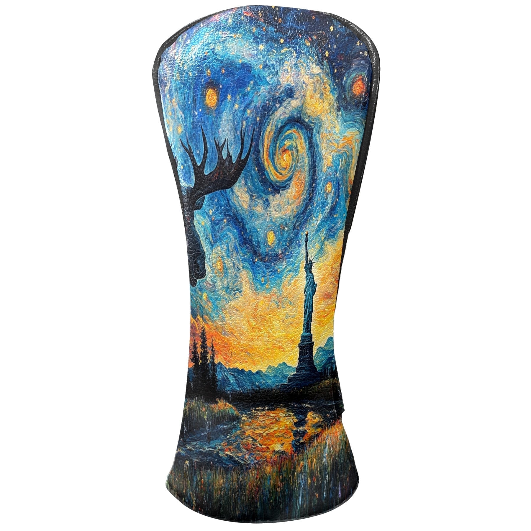 Golf Club Covers, Cyan StarrySky Premium PU Leather Driver Hybrid Putter Head Covers with Velvet Lining, Waterproof Golf Gifts for Men Women