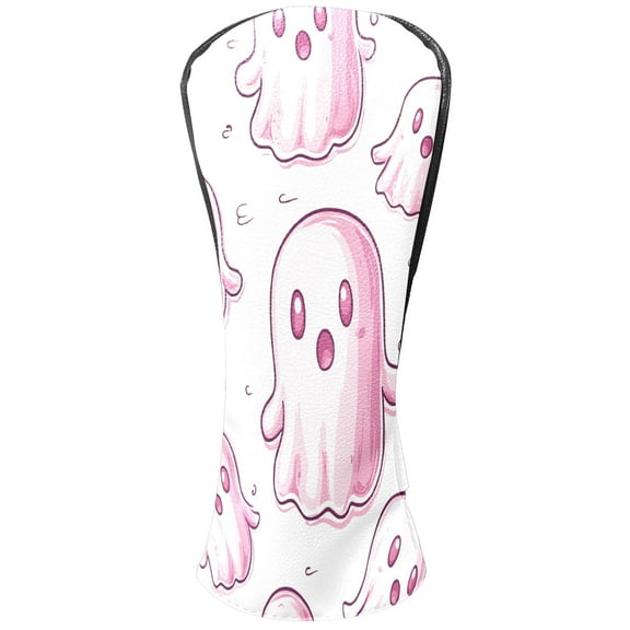 Golf Club Covers, DarkPink Cartoon Ghosts Premium PU Leather Driver Hybrid Putter Head Covers with Velvet Lining, Waterproof Golf Gifts for Men Women