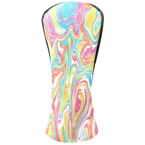 Golf Club Covers, Fluid Art Style Premium PU Leather Driver Hybrid Putter Head Covers with Velvet Lining, Waterproof Golf Gifts for Men Women