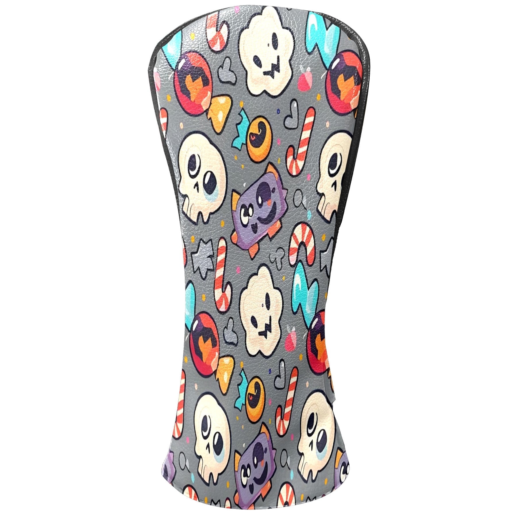 Golf Club Covers, Gray SkullCandy Premium PU Leather Driver Hybrid Putter Head Covers with Velvet Lining, Waterproof Golf Gifts for Men Women