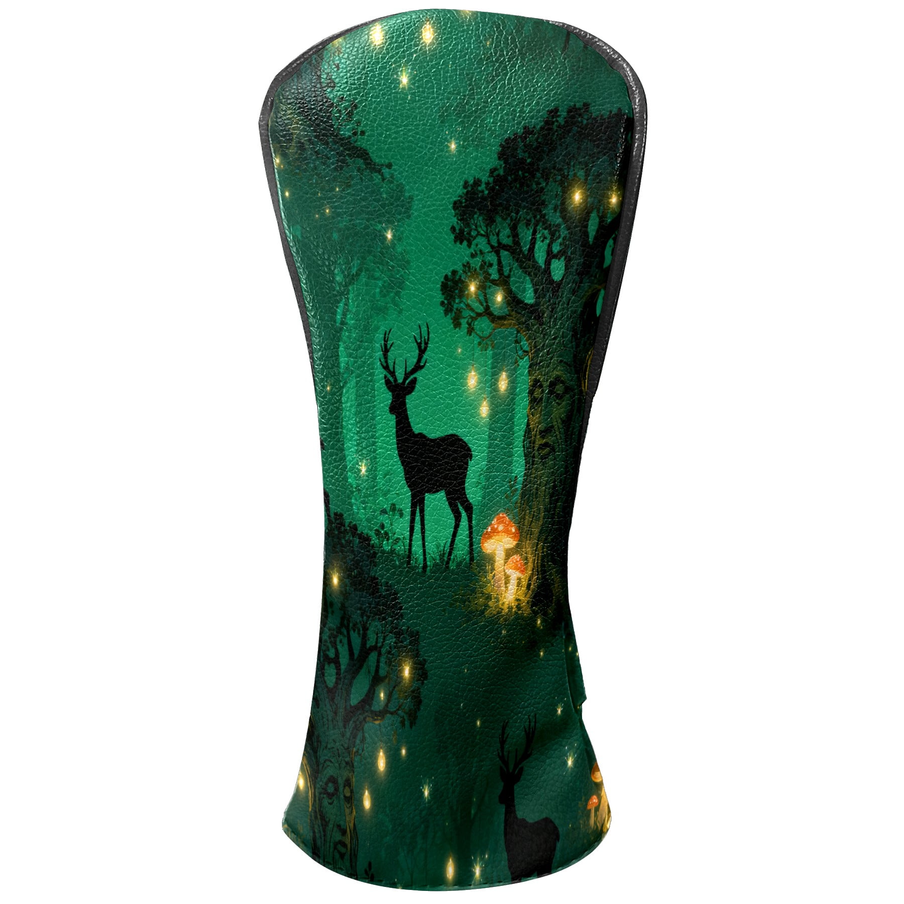 Golf Club Covers, Green DeerForest Premium PU Leather Driver Hybrid Putter Head Covers with Velvet Lining, Waterproof Golf Gifts for Men Women
