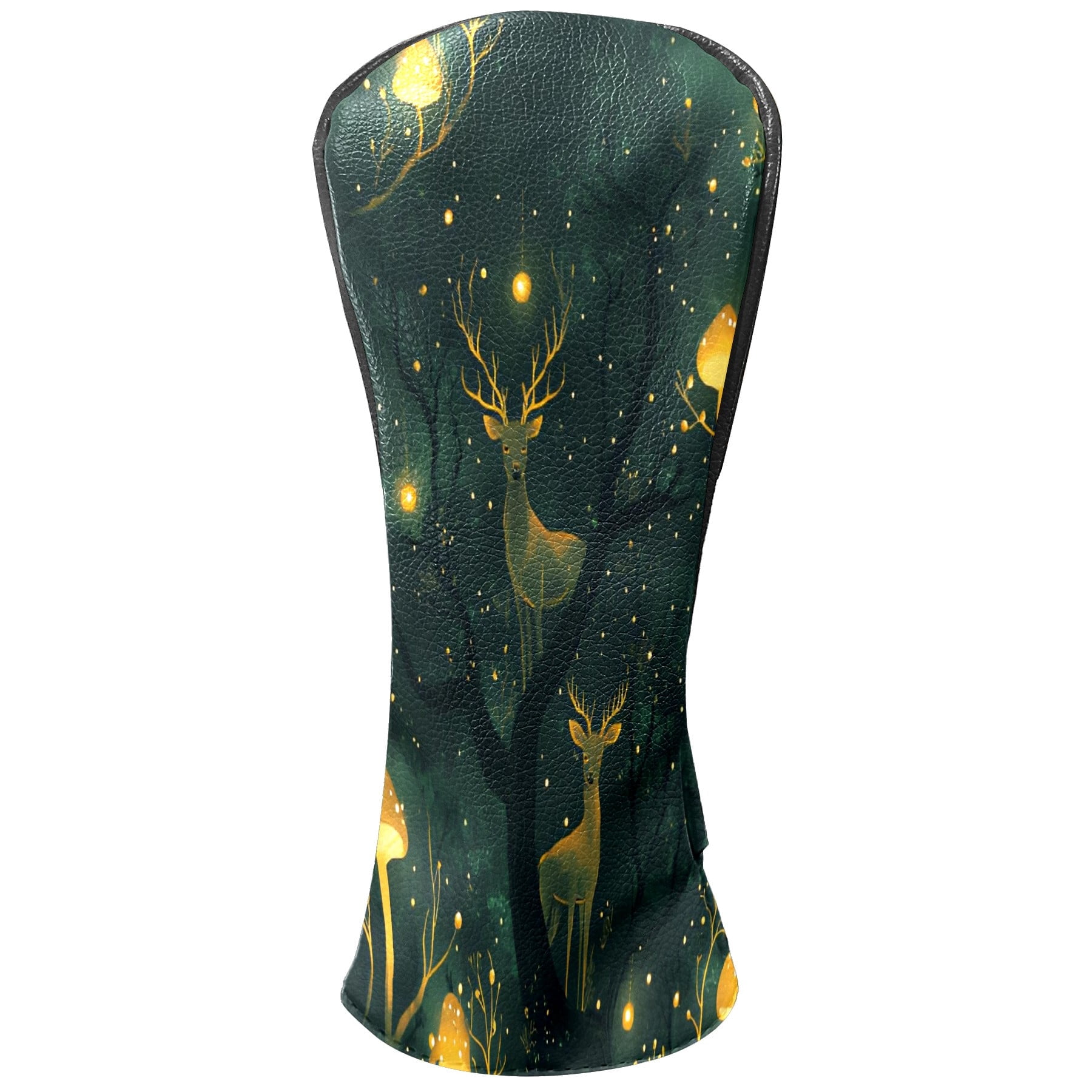 Golf Club Covers, Green DeerMushroom Premium PU Leather Driver Hybrid Putter Head Covers with Velvet Lining, Waterproof Golf Gifts for Men Women