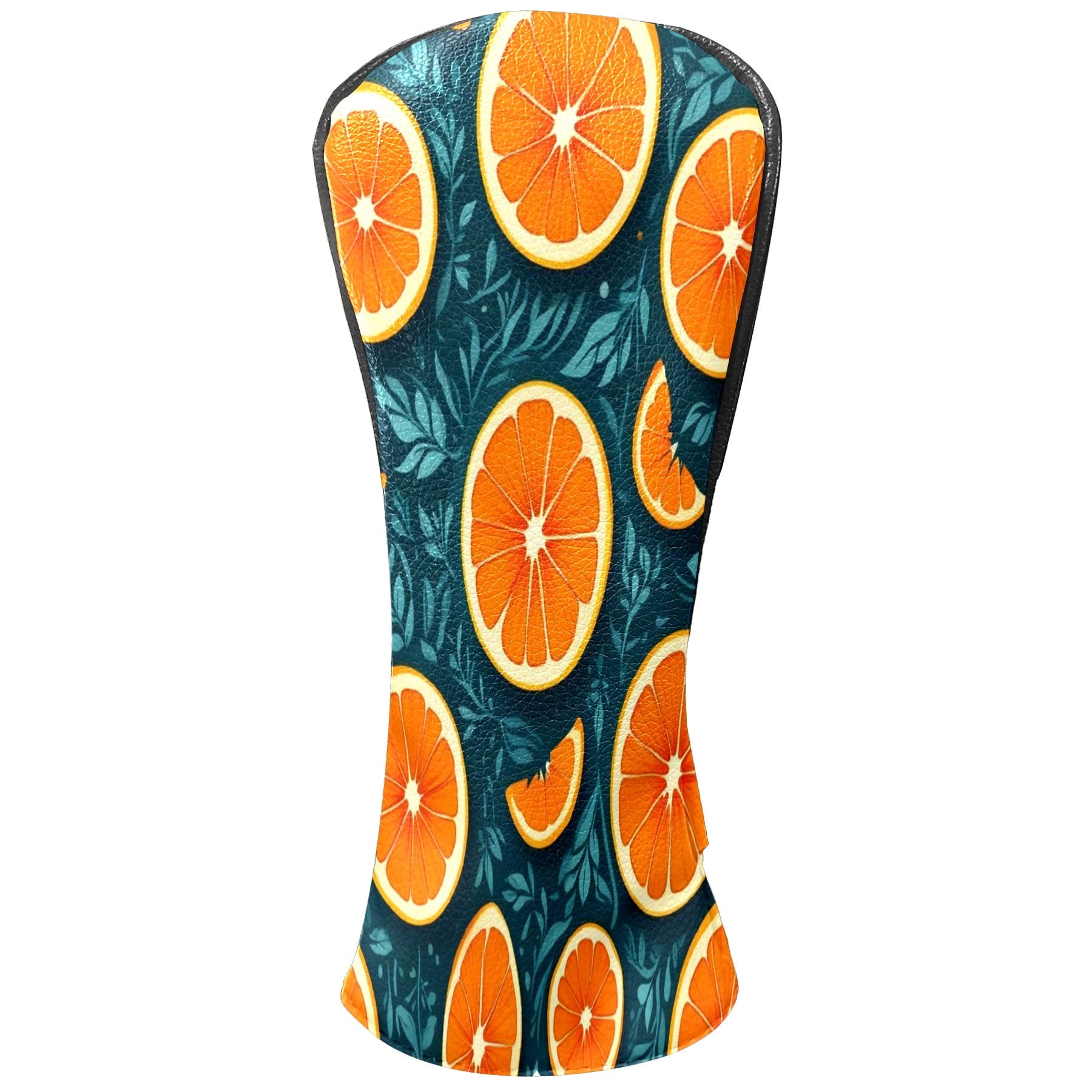 Golf Club Covers, Green Orange Premium PU Leather Driver Hybrid Putter Head Covers with Velvet Lining, Waterproof Golf Gifts for Men Women