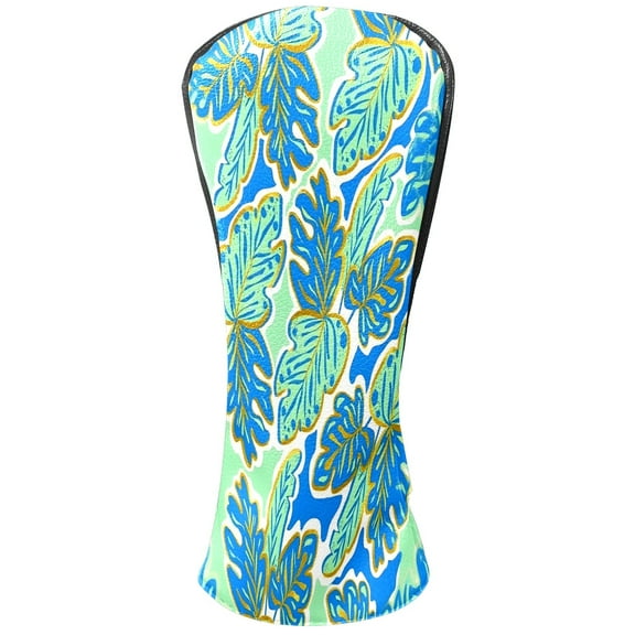 Golf Club Head Covers Leaves Green for Driver and Fairway Woods, Premium PU Leather, Waterproof, Velvet Lining, Unisex Golf Gift