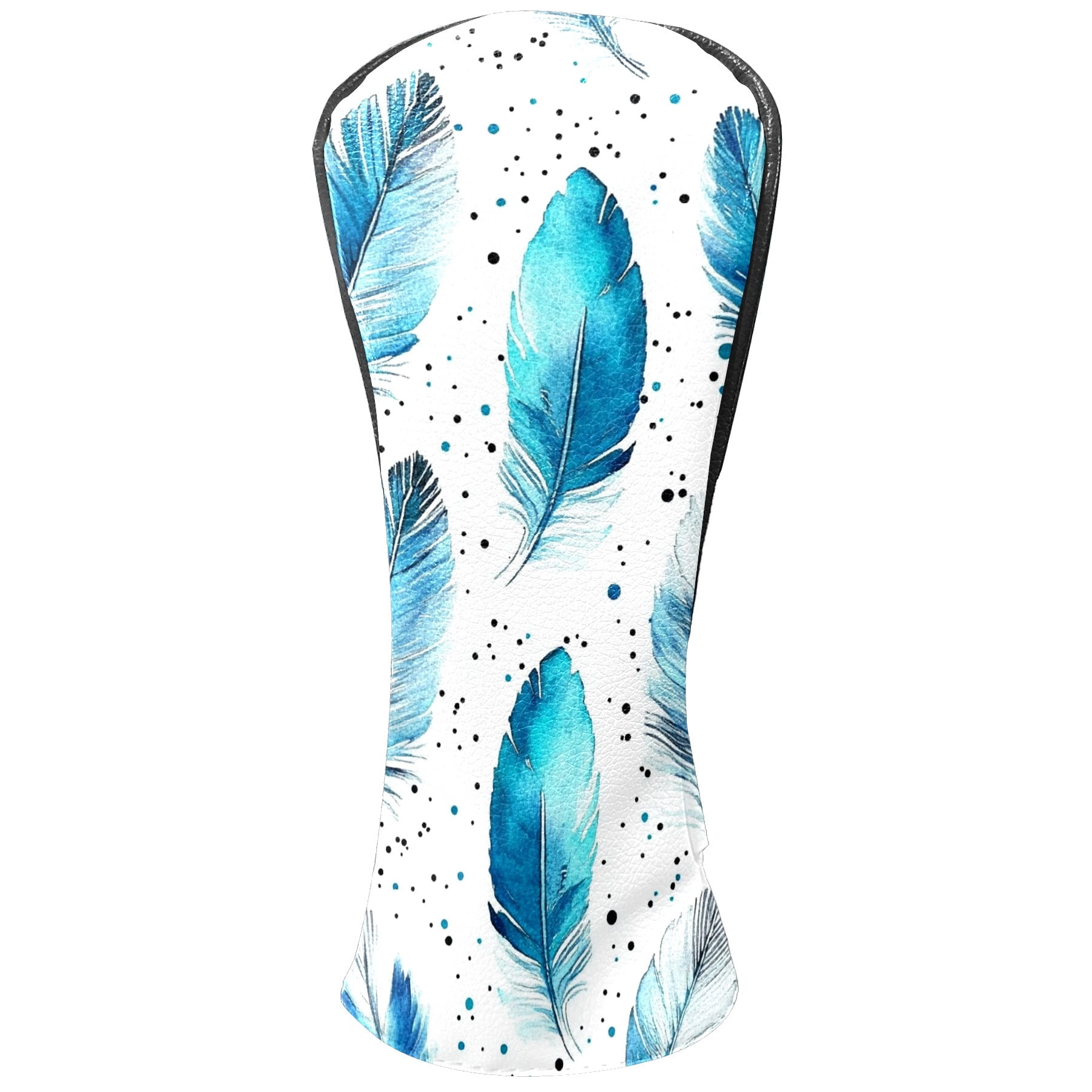Golf Club Covers, LightBlueFeathers Premium PU Leather Driver Hybrid Putter Head Covers with Velvet Lining, Waterproof Golf Gifts for Men Women