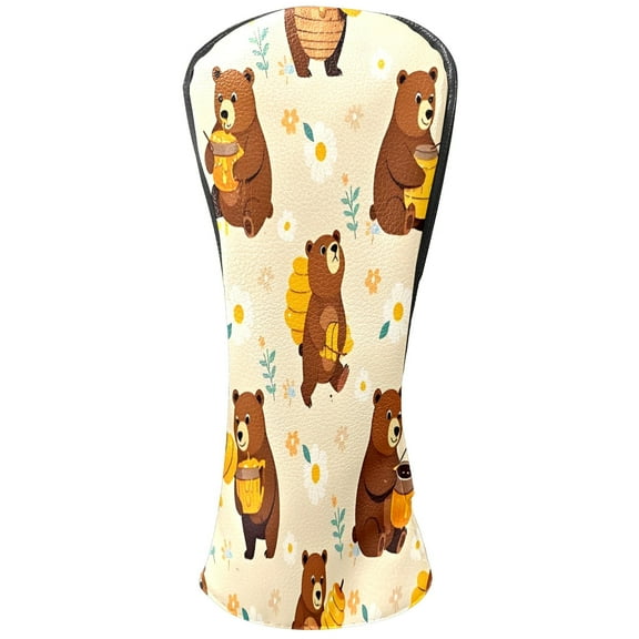 Golf Club Covers, LightYellow Bear Premium PU Leather Driver Hybrid Putter Head Covers with Velvet Lining, Waterproof Golf Gifts for Men Women