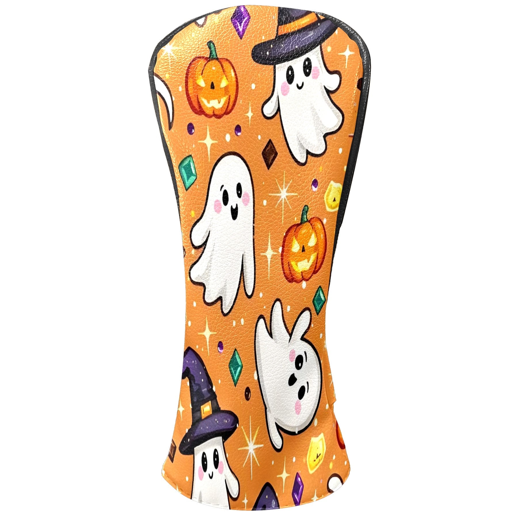 Golf Club Covers, Orange Ghost Premium PU Leather Driver Hybrid Putter Head Covers with Velvet Lining, Waterproof Golf Gifts for Men Women