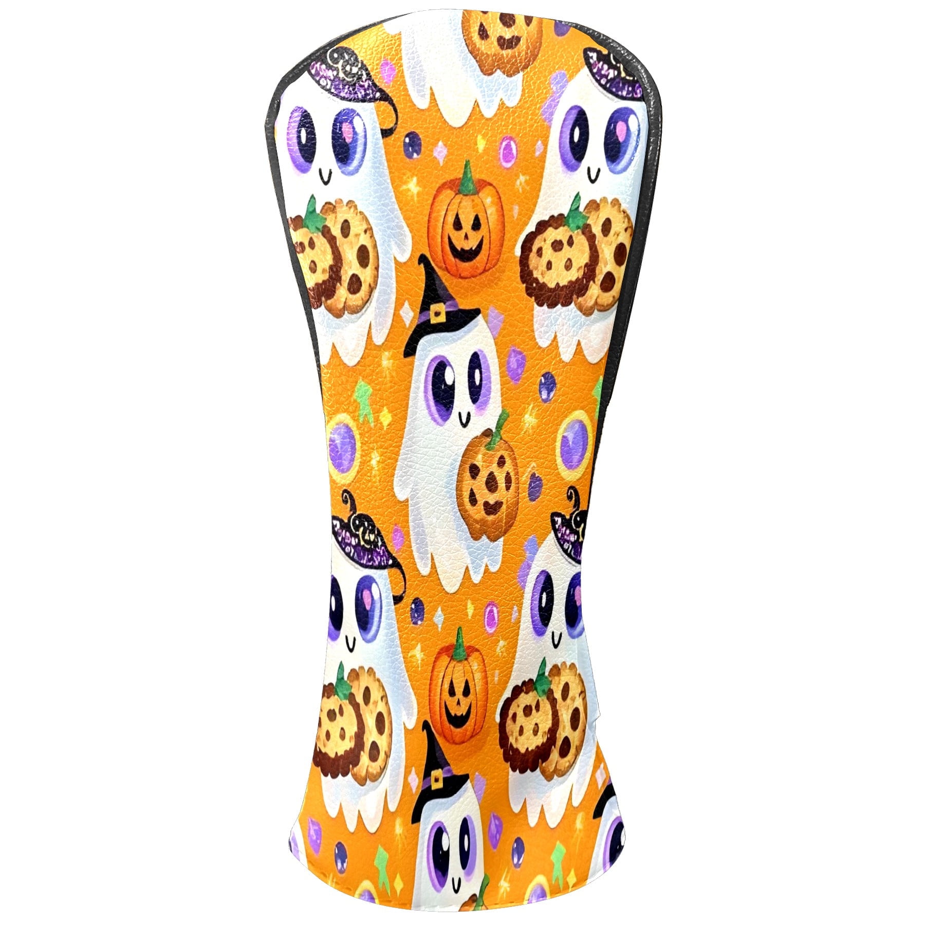 Golf Club Covers, Orange GhostCookie Premium PU Leather Driver Hybrid Putter Head Covers with Velvet Lining, Waterproof Golf Gifts for Men Women