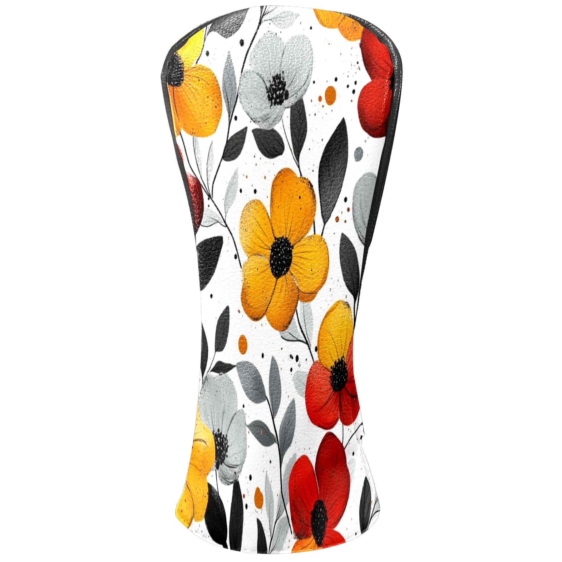 Golf Club Covers PU Leather Waterproof Head Covers for Fairway Woods Hybrids Abstract Flowers Unisex Fits Most Brands