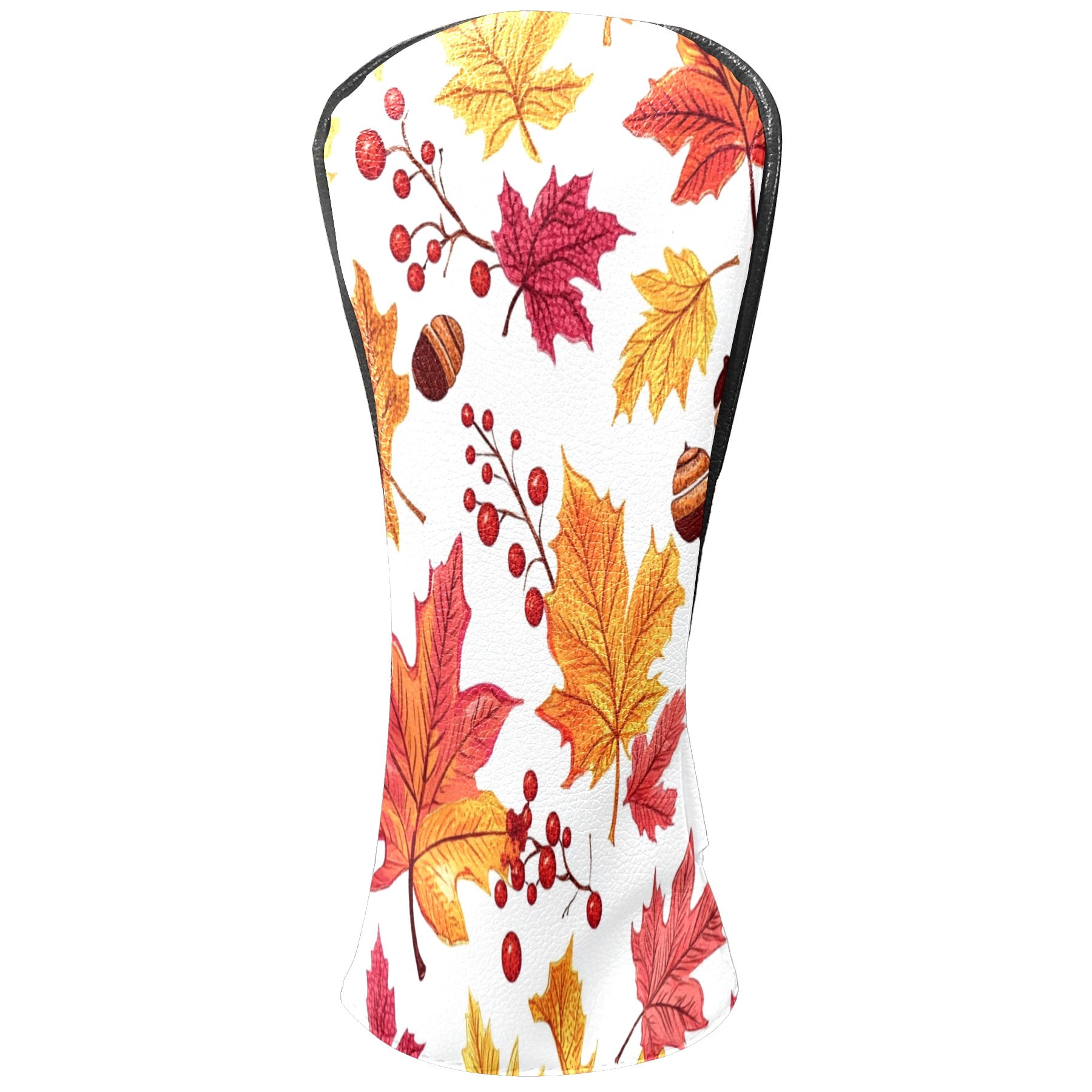 Golf Club Covers PU Leather Waterproof Head Covers for Fairway Woods Hybrids Autumn Maple Leaves