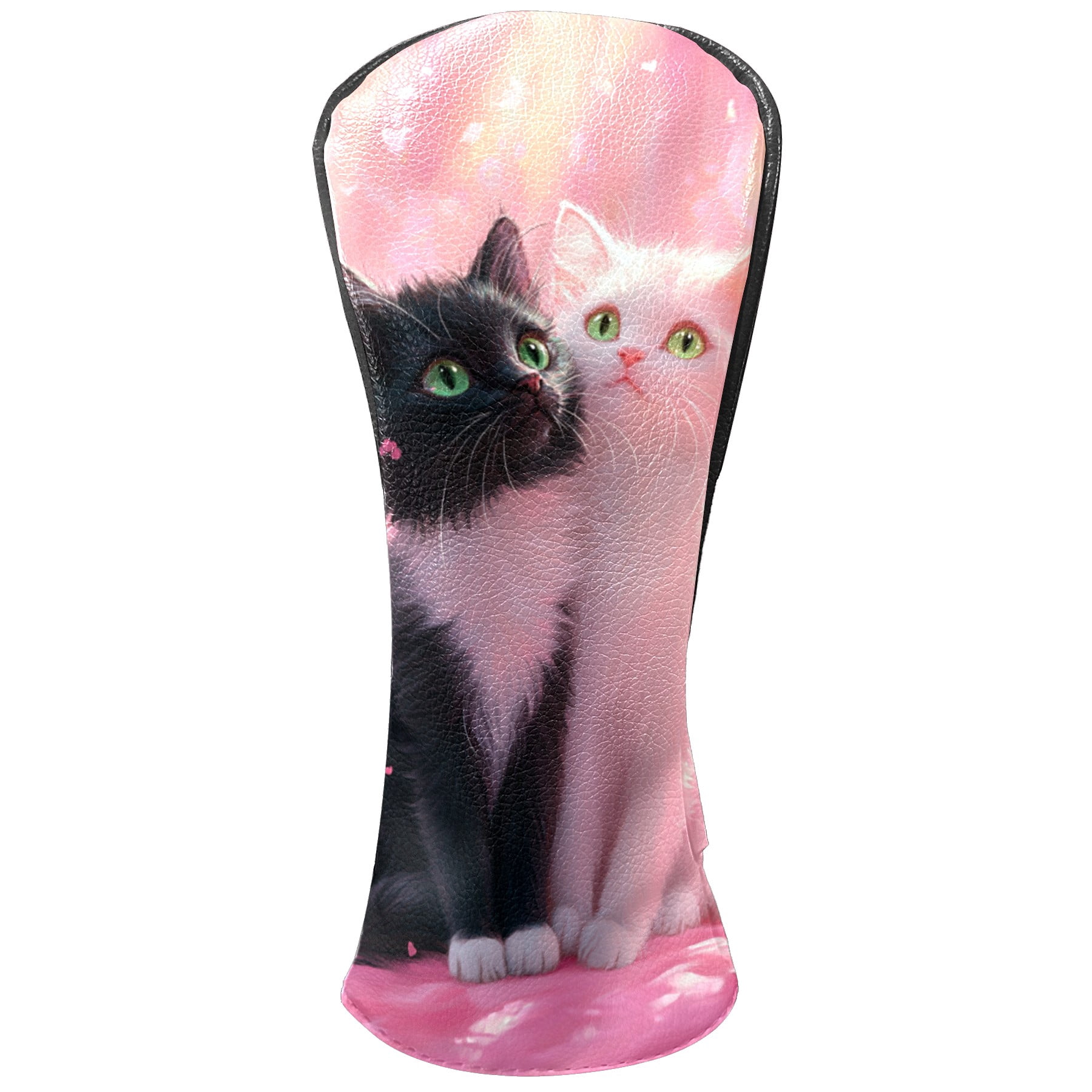 Golf Club Covers PU Leather Waterproof Head Covers for Fairway Woods Hybrids Black and White Cat