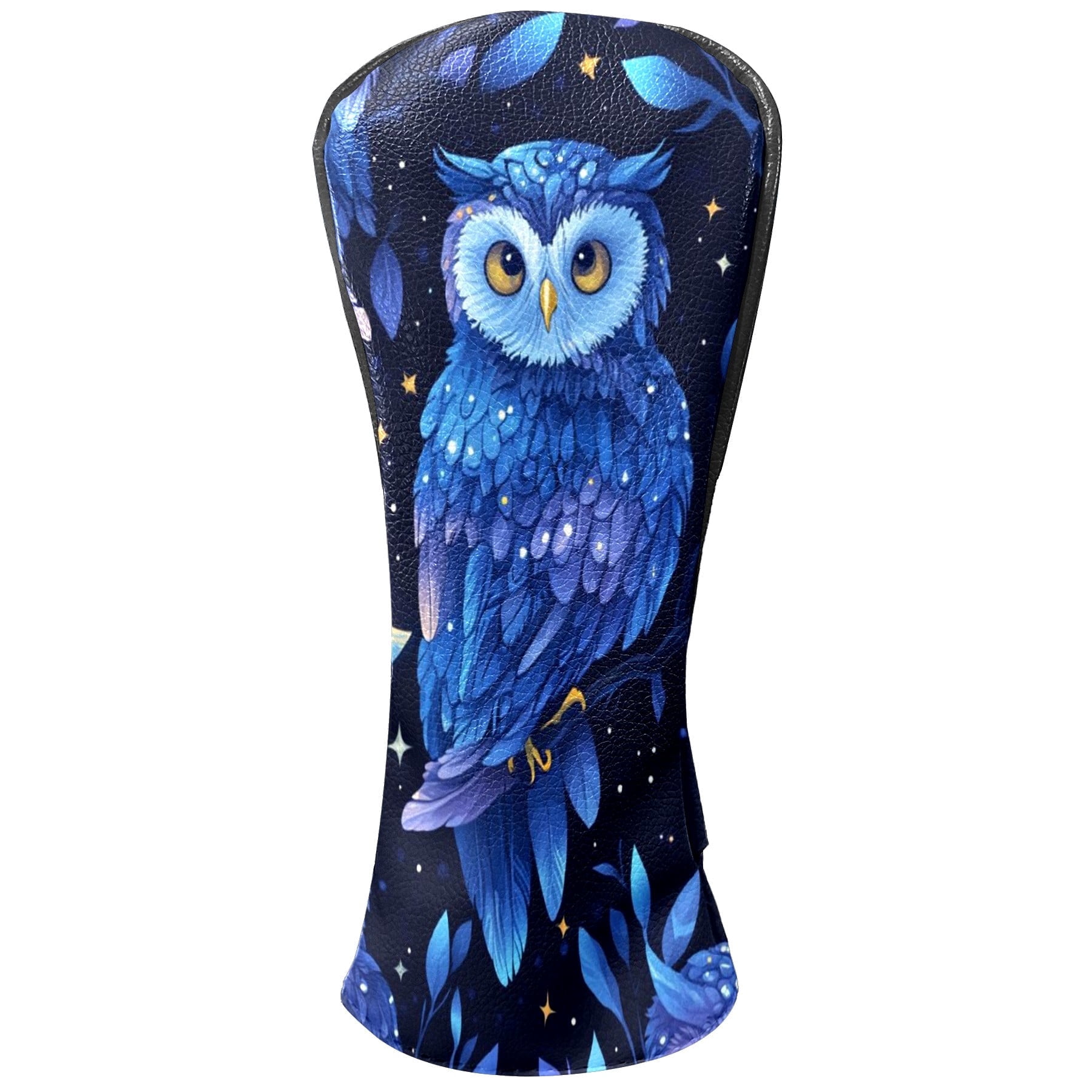 Golf Club Head Covers - Blue Owl Design, PU Leather, Waterproof, Fits Fairway Woods/Hybrid, Unisex, Fits Most Brands