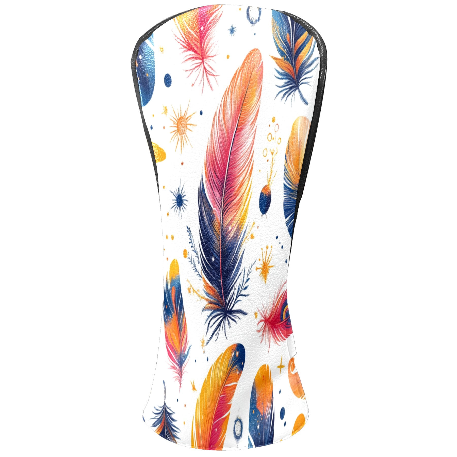 Golf Club Covers PU Leather Waterproof Head Covers for Fairway Woods Hybrids Bright Feathers