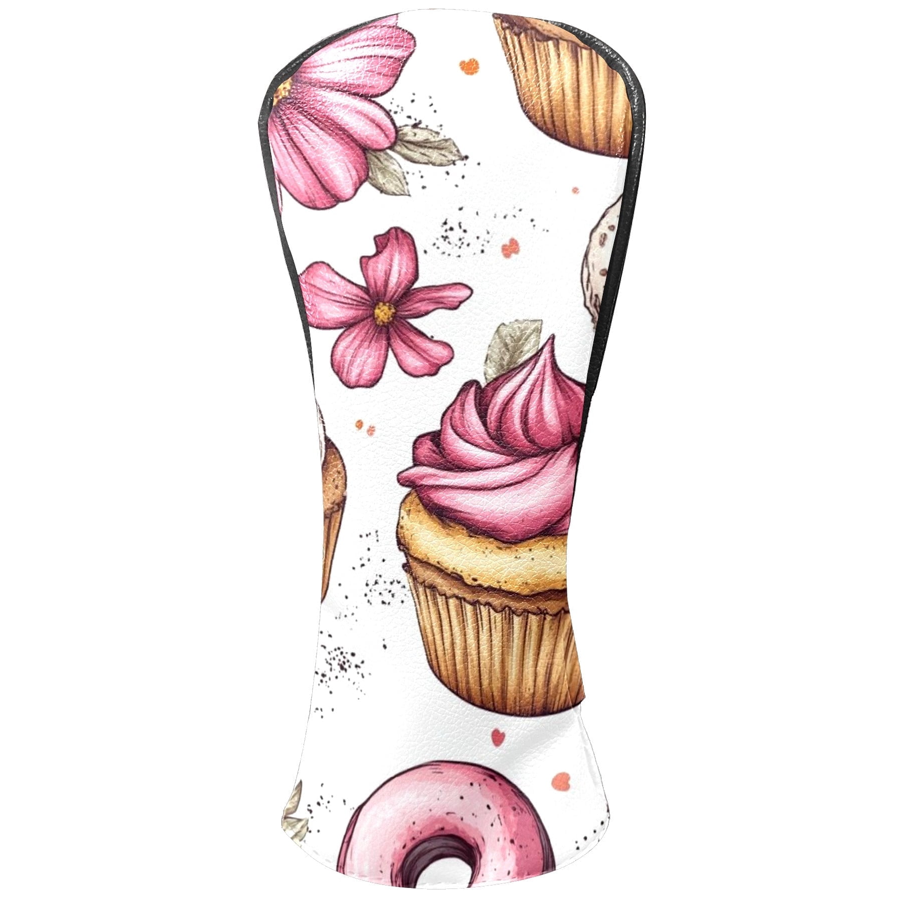 Golf Head Covers Cake Pattern for Driver, Wood & Hybrid, Premium Waterproof PU Leather with Plush Lining, Fun Food Golf Gifts